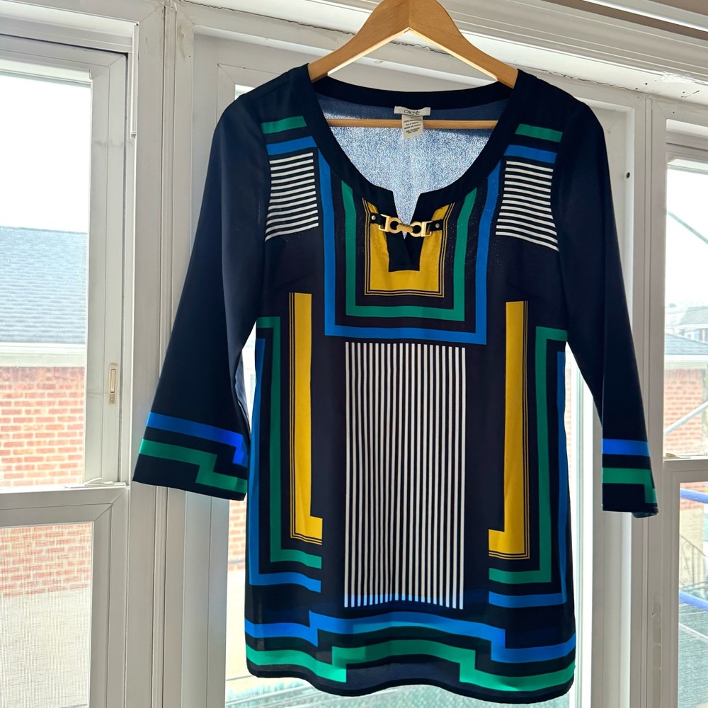 Vintage Cache Geometric Patterned Colorblock Top … - image 5